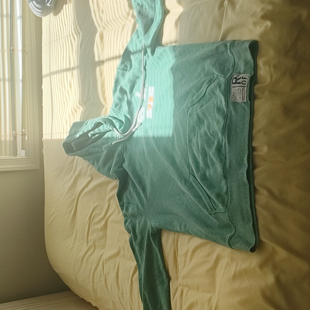 Mint Green Terry Pullover Hoodie with Front Pocket